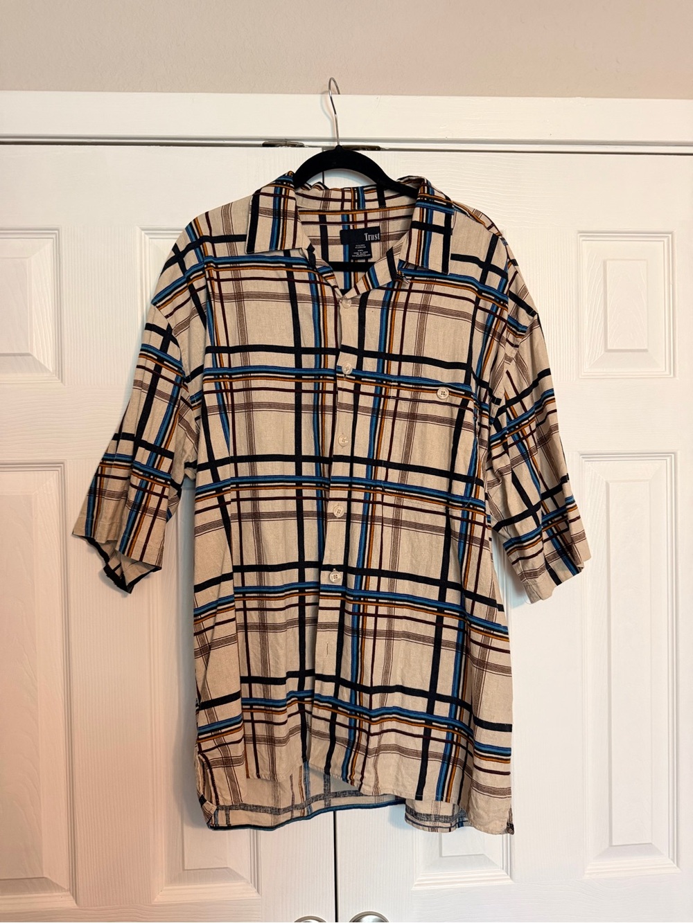 Trust Linen-blend Plaid Button-Up Shirt